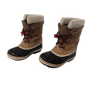 Sorel Brown Leather Red Laces Winter Boots